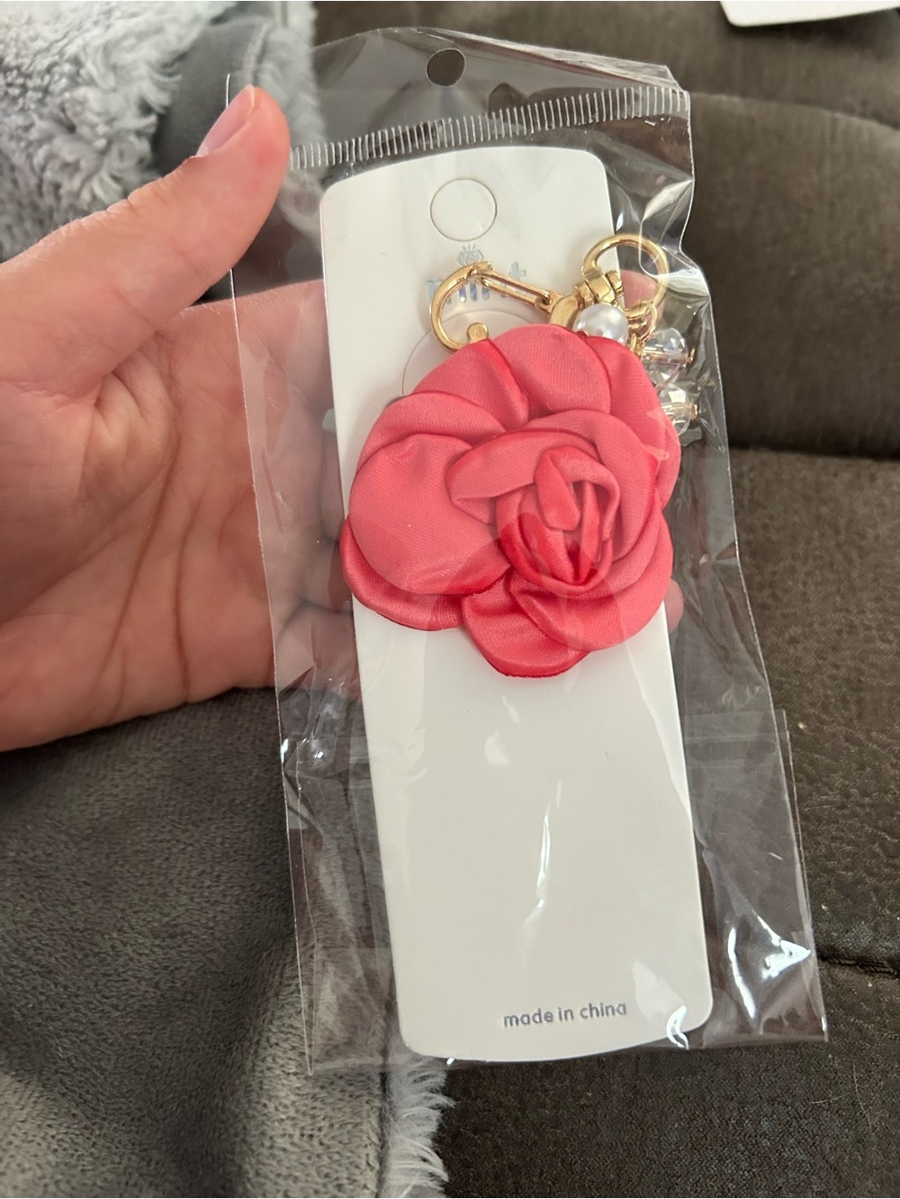 5/$25 Floral Pink Rose Keychain Bag Charm